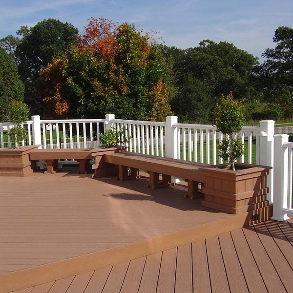 Trex Synthetic Deck With Bench And Fire Pit Archadeck Outdoor Living