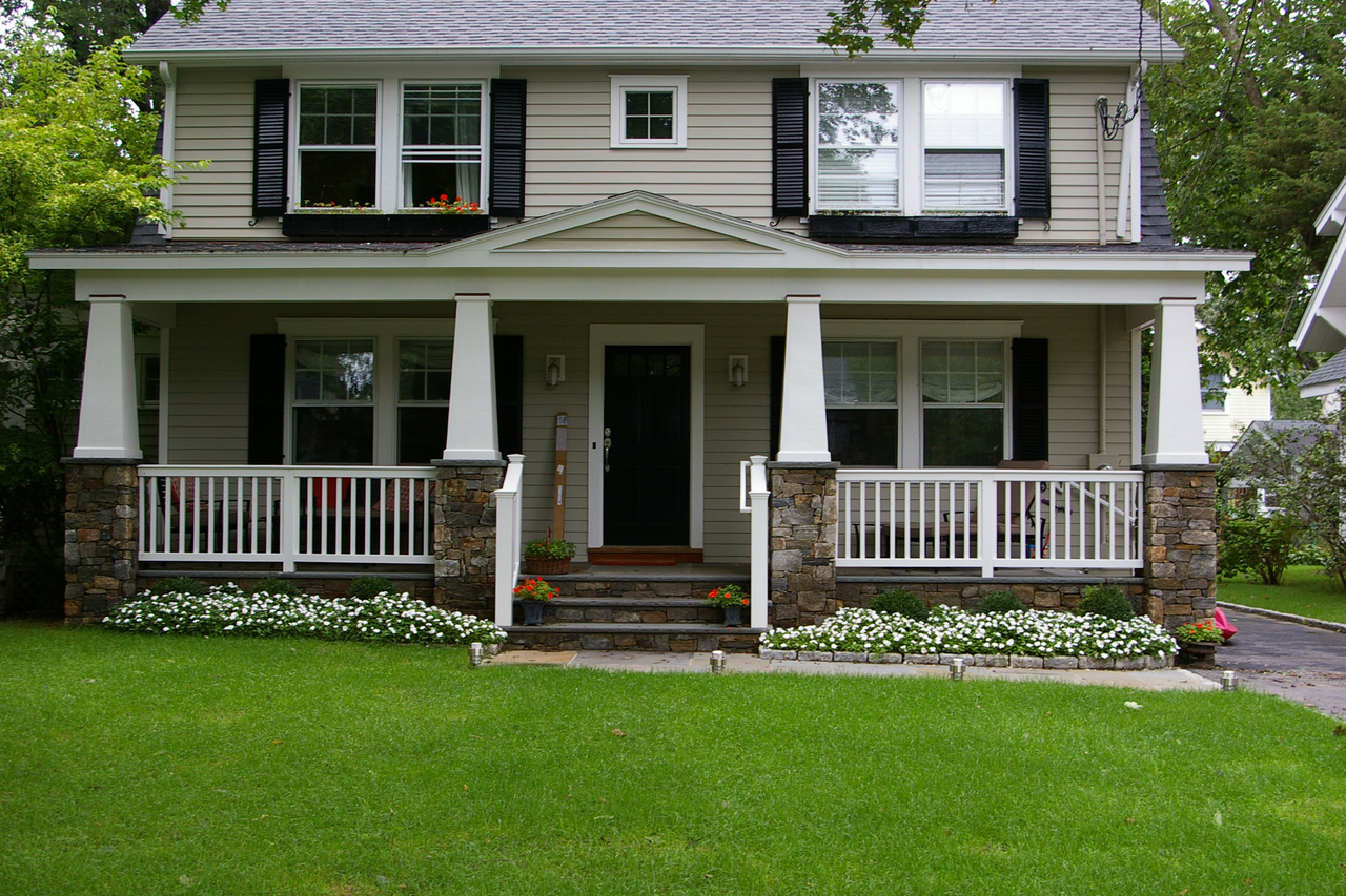 Front Porch With Stone Pillars Archadeck Outdoor Living